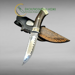 СІРИЙ КАРДИНАЛ ніж ручної роботи майстра Павла Гончаренка, Ді69мп в ламінаті з нержавіючої сталі, 63 HRC